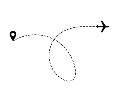 Airplane dotted route line the way airplane. Flying with a dashed line from the starting point and along the path png