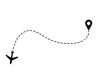 Airplane dotted route line the way airplane. Flying with a dashed line from the starting point and along the path png