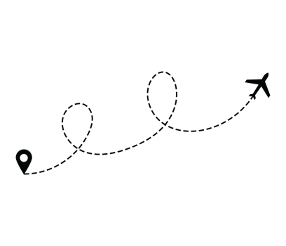 Airplane dotted route line the way airplane. Flying with a dashed line from the starting point and along the path png
