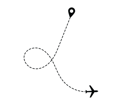 Airplane dotted route line the way airplane. Flying with a dashed line from the starting point and along the path png