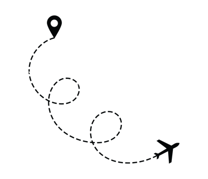 Airplane dotted route line the way airplane. Flying with a dashed line from the starting point and along the path png