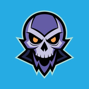Skull emblem logo. Agressive demonic horned skull. vector