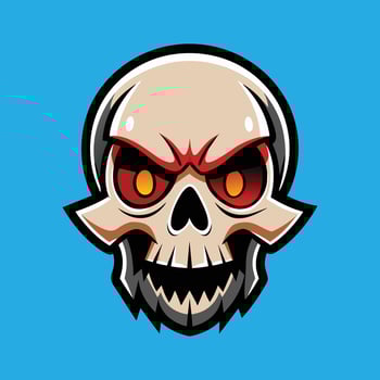 Skull emblem logo. Agressive demonic horned skull. vector