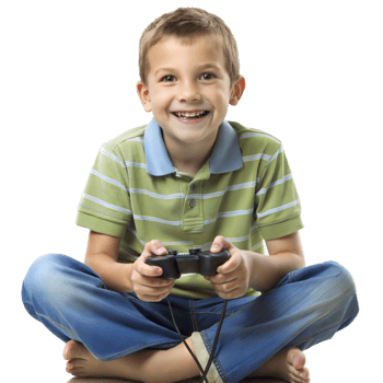 A young boy is sitting on the floor and playing a game png