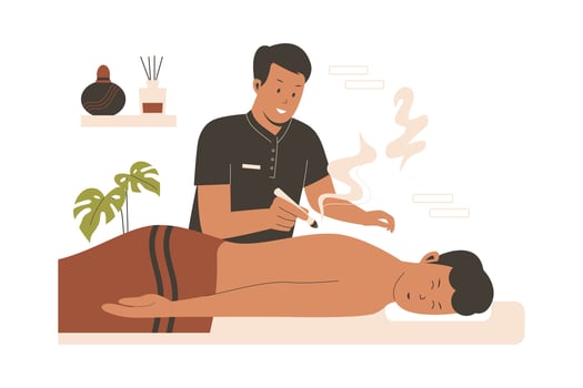 Acupuncture moxibustion therapist concept vector