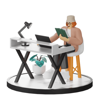 3D Illustration of Engaging in Book Reading png