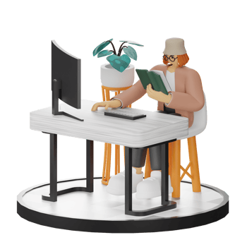 3D Illustration of Engaging in Book Reading png