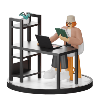 3D Illustration of Engaging in Book Reading png