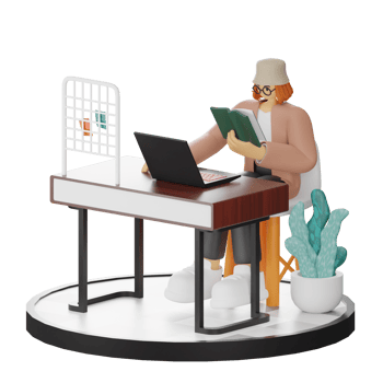 3D Illustration of Engaging in Book Reading png