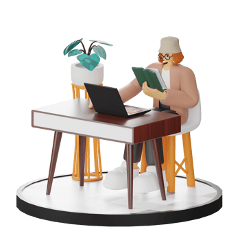 3D Illustration of Engaging in Book Reading png