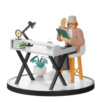 3D Illustration of Engaging in Book Reading png