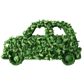 Pile of green leaves in the shape of a car, transparent background png
