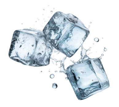 ice cubes dropping isolated on transparent background png
