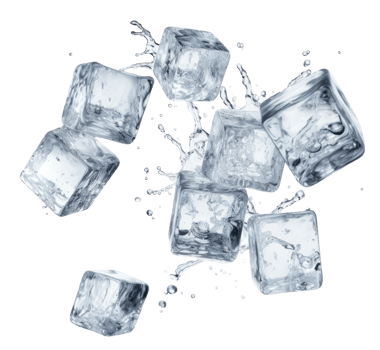 ice cubes dropping isolated on transparent background png