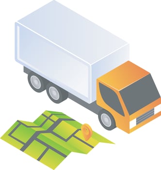 Delivery truck with GPS map vector