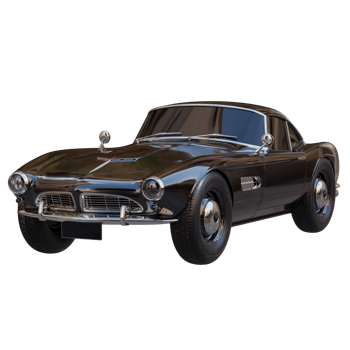 3d render retro old car with transparent background png