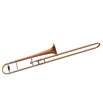3d render golden trombone with transparent background png