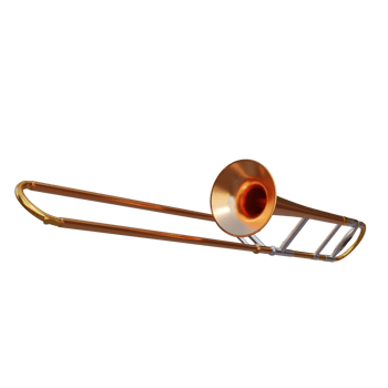 3d render golden trombone with transparent background png