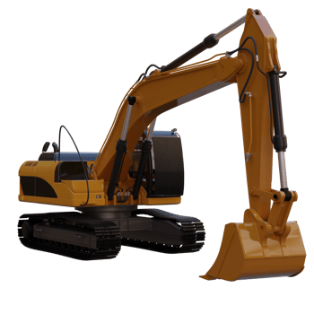 3d render excavator with transparent background png