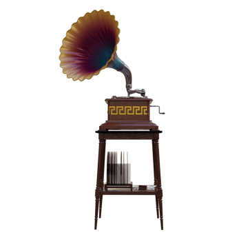 3d render gramophone colors with transparent background png