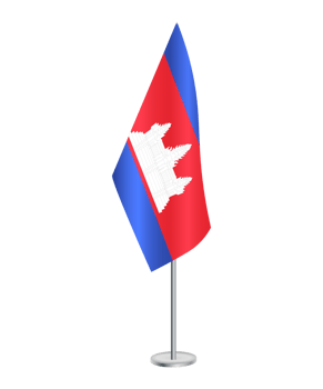 Flag of Cambodia with silver pole png