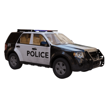 3d render police car with transparent background png