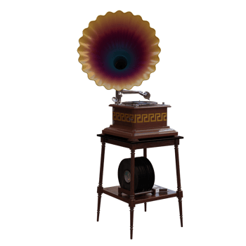 3d render gramophone colors with transparent background png