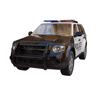 3d render police car with transparent background png