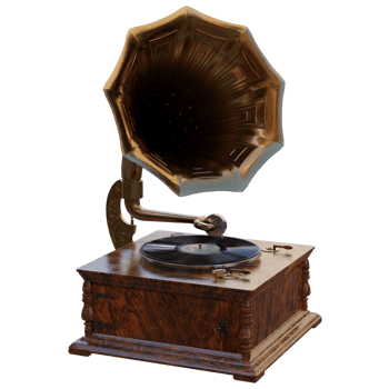 3d render gramophone with transparent background png