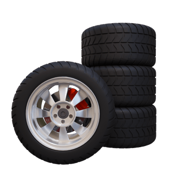 3d render large car tire with transparent background png
