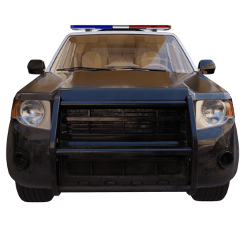 3d render police car with transparent background png
