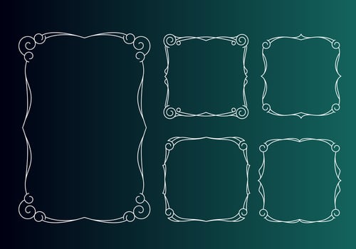 Vintage calligraphic frames, retro elegant ornamental borders and filigree floral ornaments for framed Template vector
