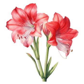 Amaryllis, Tropical Flower Illustration. Watercolor Style. png