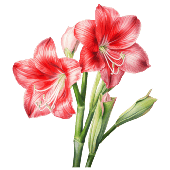Amaryllis, Tropical Flower Illustration. Watercolor Style. png