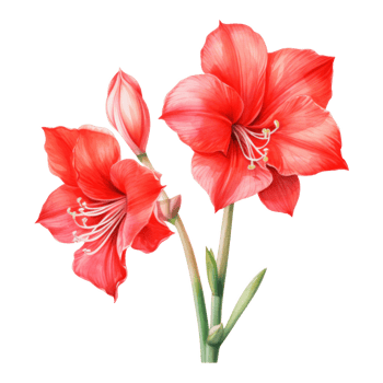 Amaryllis, Tropical Flower Illustration. Watercolor Style. png