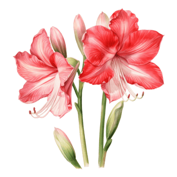 Amaryllis, Tropical Flower Illustration. Watercolor Style. png