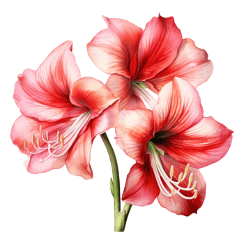 Amaryllis, Tropical Flower Illustration. Watercolor Style. png