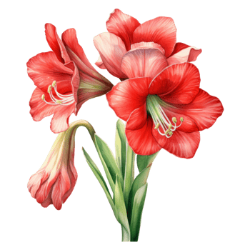 Amaryllis, Tropical Flower Illustration. Watercolor Style. png