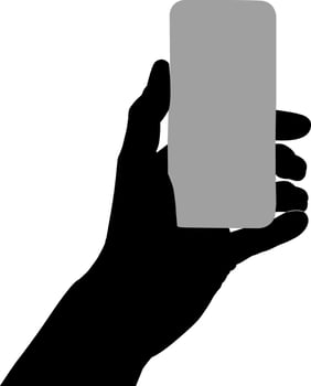 Silhouette hand holding phone vector