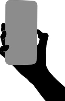 Silhouette hand holding phone vector