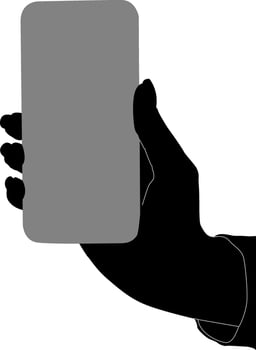 Silhouette hand holding phone vector