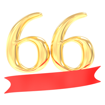 Anniversary 66 Number Gold And Red 3d Rendering png