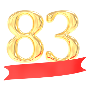 Anniversary 83 Number Gold And Red 3d Rendering png
