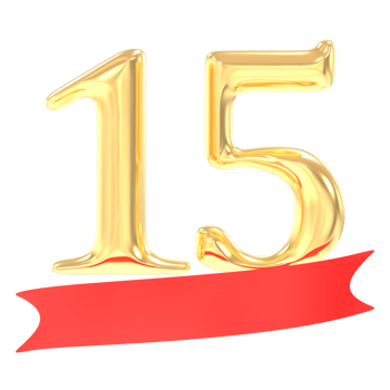 Anniversary 15 Number Gold And Red 3d Rendering png