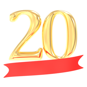 Anniversary 20 Number Gold And Red 3d Rendering png