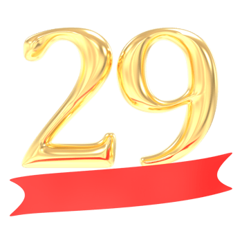 Anniversary 29 Number Gold And Red 3d Rendering png
