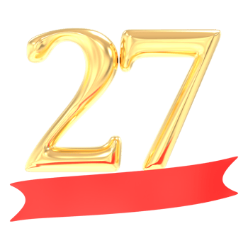 Anniversary 27 Number Gold And Red 3d Rendering png
