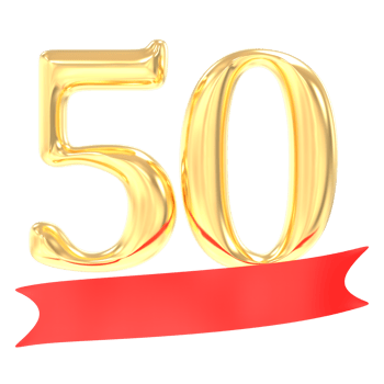 Anniversary 50 Number Gold And Red 3d Rendering png