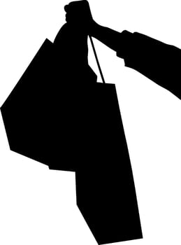 Silhouette of a woman with a shopping bag. vector