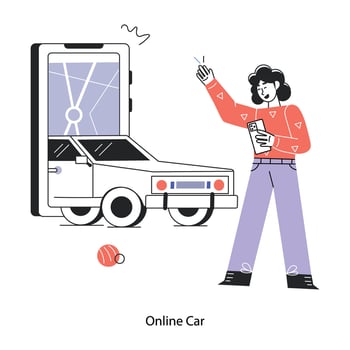 Trendy Online Car vector